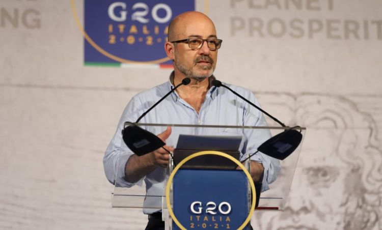 Il Ministro della Transizione Ecologica Roberto Cingolani alla conferenza stampa conclusiva del G20 di Napoli