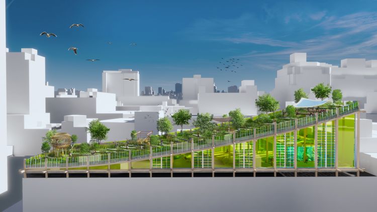 Rendering nuova sede di New York #WeThePlanet con tetto verde