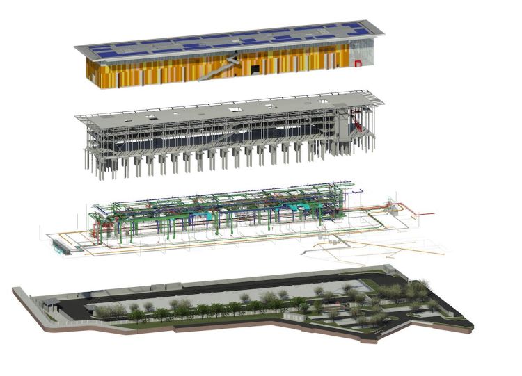 Render della struttura del Ferrero Technical Center di Alba 