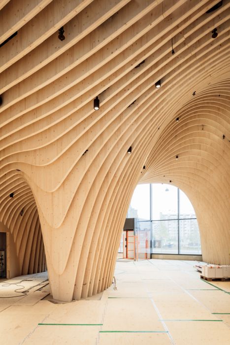 Wood City a Helsinki, dettaglio della lobby