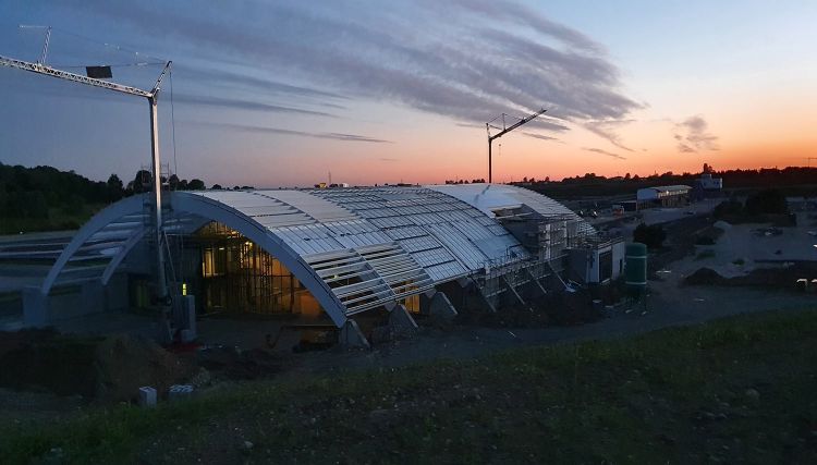 Fase di costruzione del nuovo centro Porsche a Castrezzato 