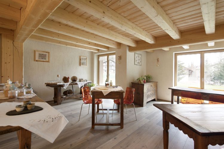 L'interno del B&B Alchemilla a Gressoney, progetto in bioedilizia