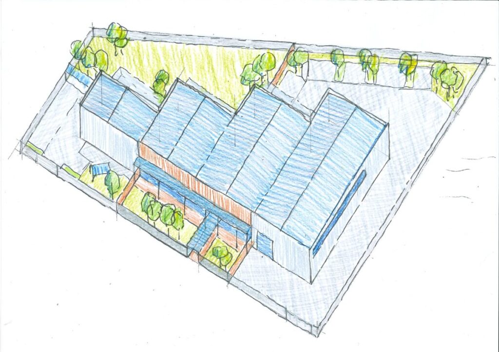 Disegno della nuova sede Enercom a Cremosano 