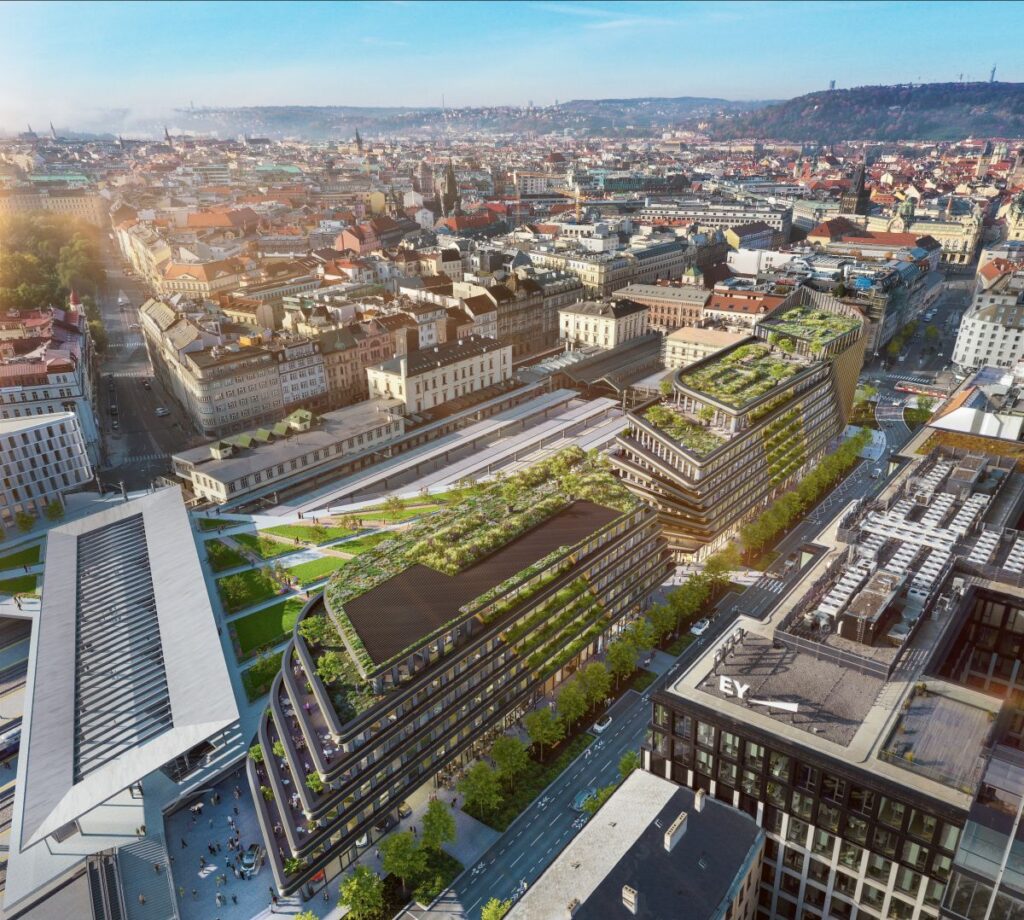 Vista dall’alto del Masaryčka Building, nuovo progetto ZHA a Praga