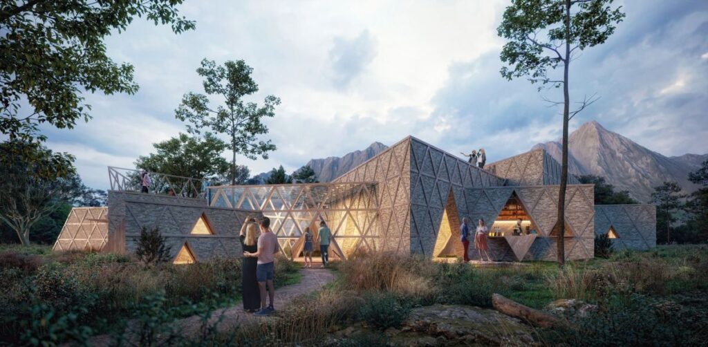 CeCuCo, progetto di centro culturale sostenibile dalla forma a triangolo