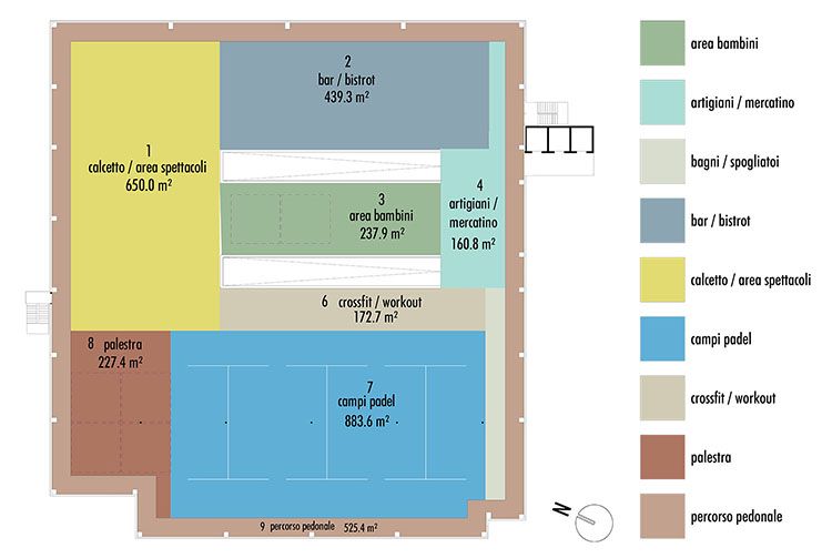 Casilino Sky Park, schema delle aree