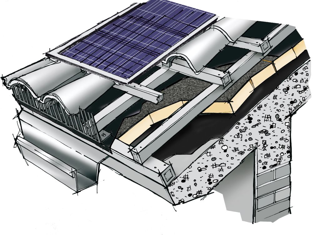 Tetto caldo e isolamento della copertura con il fotovoltaico