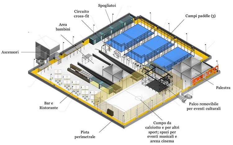 Casilino Sky Park, schema delle aree