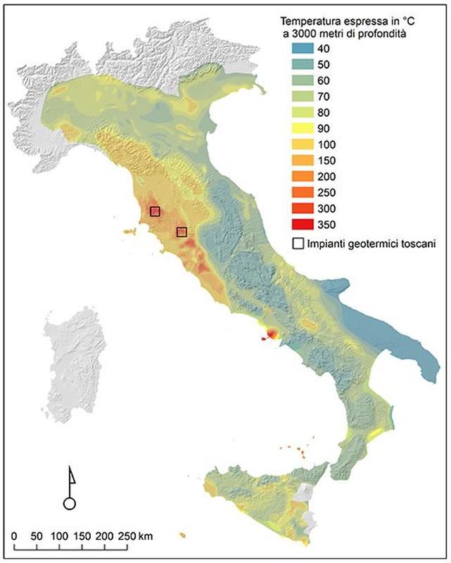 Mappa potenziale geotermia in Italia