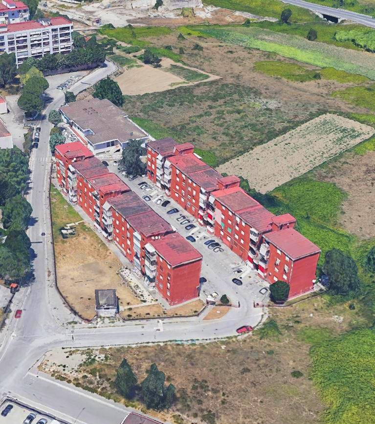 Vista dall’alto dell’attuale complesso residenziale di via Castagna a Casoria 