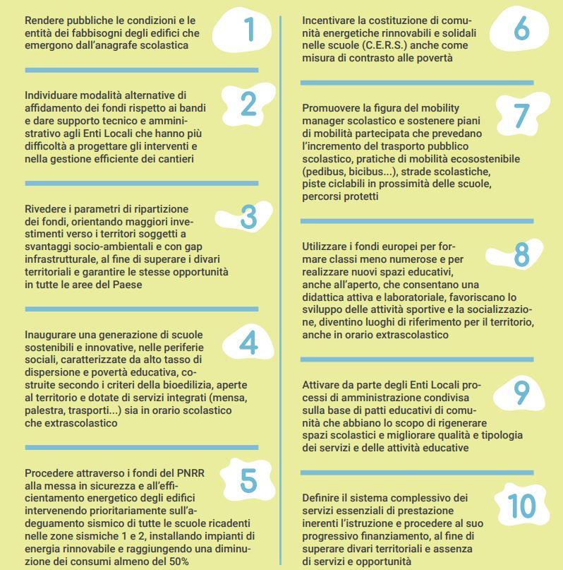 Le 10 proposte di Legambiente per messa in sicurezza e riqualificazione delle scuole