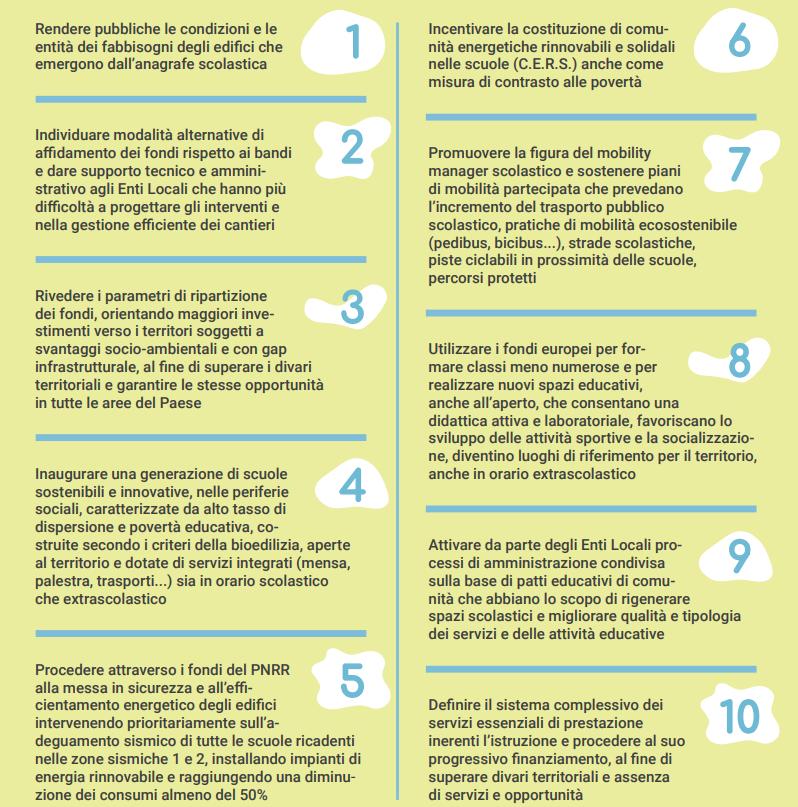 Le 10 proposte di Legambiente per messa in sicurezza e riqualificazione delle scuole