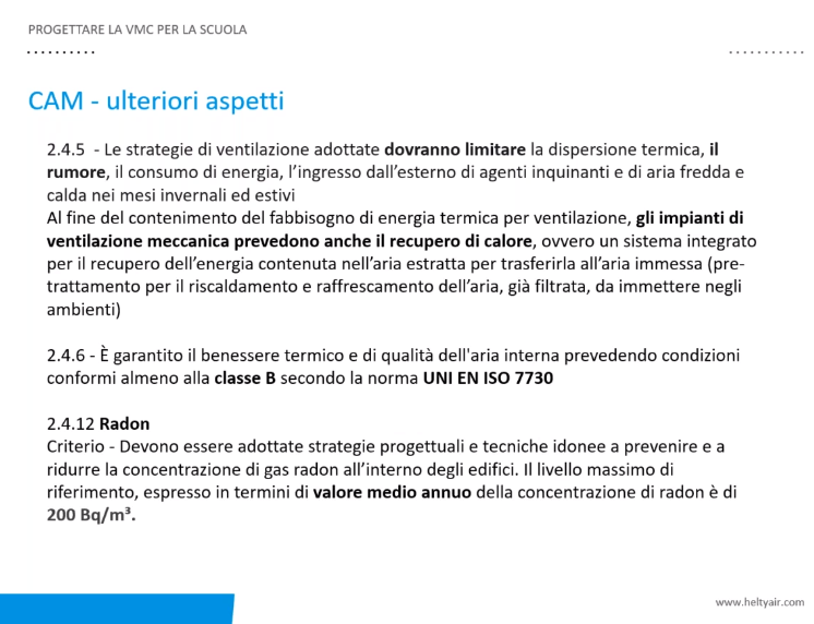 Progettare la VMC nelle scuole: i CAM