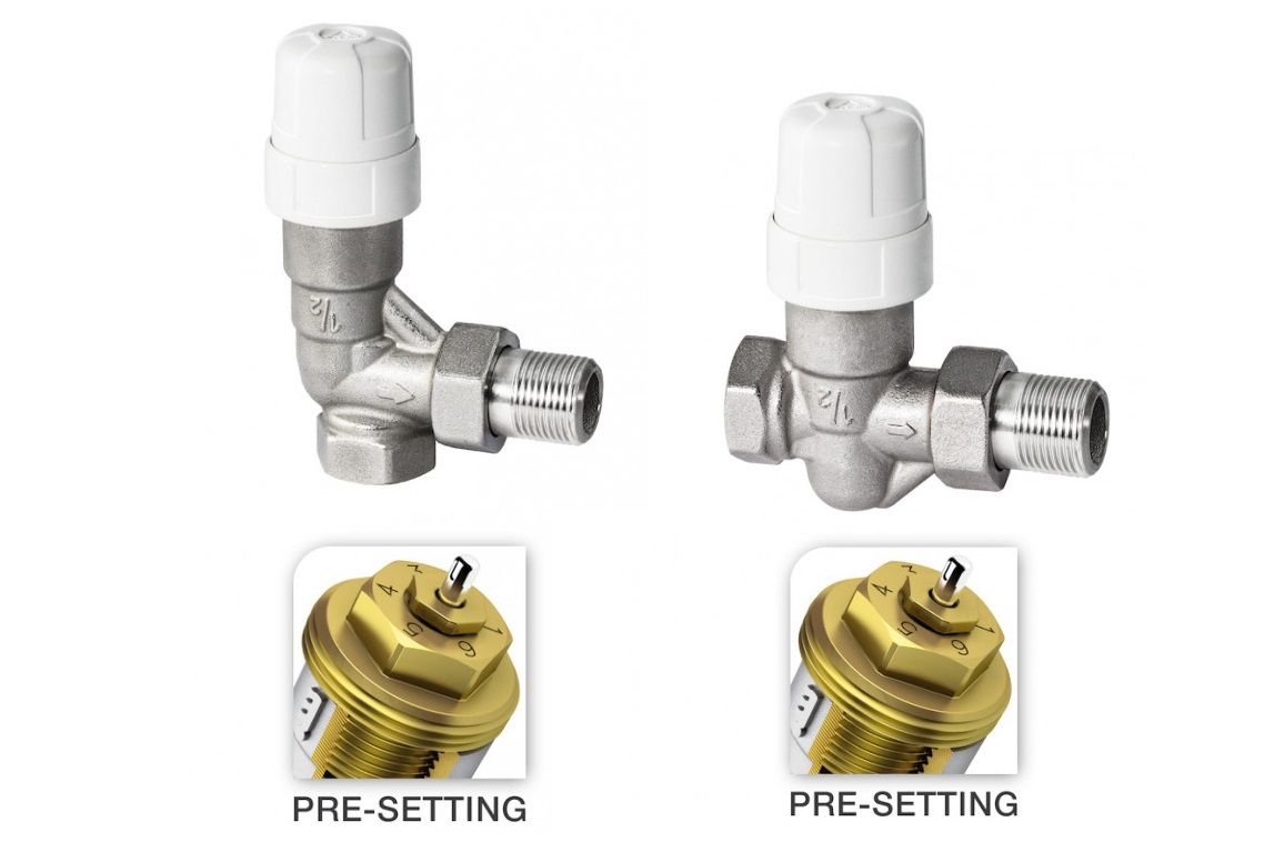 Valvole termostatizzabili ad angolo con pre-regolazione