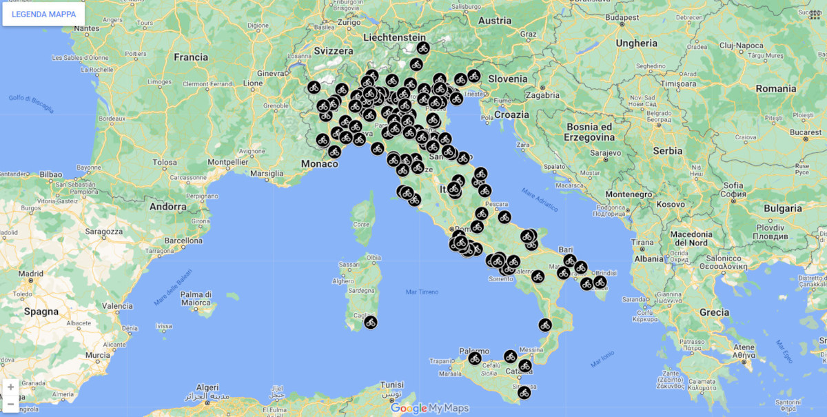 Geolocalizzazione degli incidenti mortali dei ciclisti in Italia nel 2023
