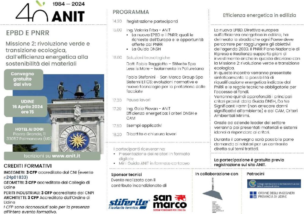 Convegno ANIT – EPBD E PNRR Missione 2: rivoluzione verde e transizione ecologica