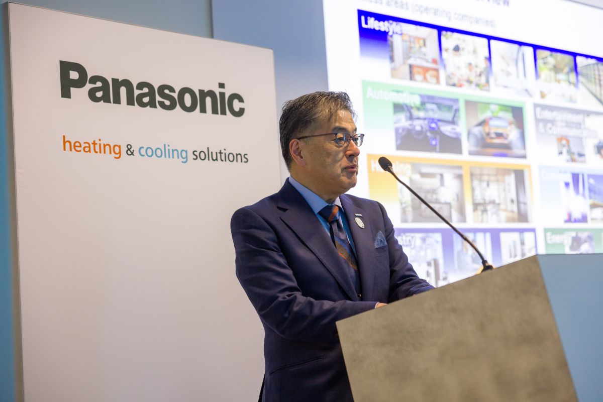Yuki Kusumi, CEO del Gruppo Panasonic alla conferenza stampa organizzata a MCE 2024