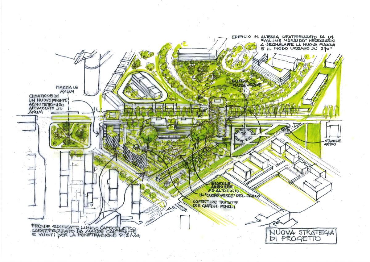 Schizzi di progetto degli alloggi destinati ad edilizia residenziale sociale in zona San Siro a Milano