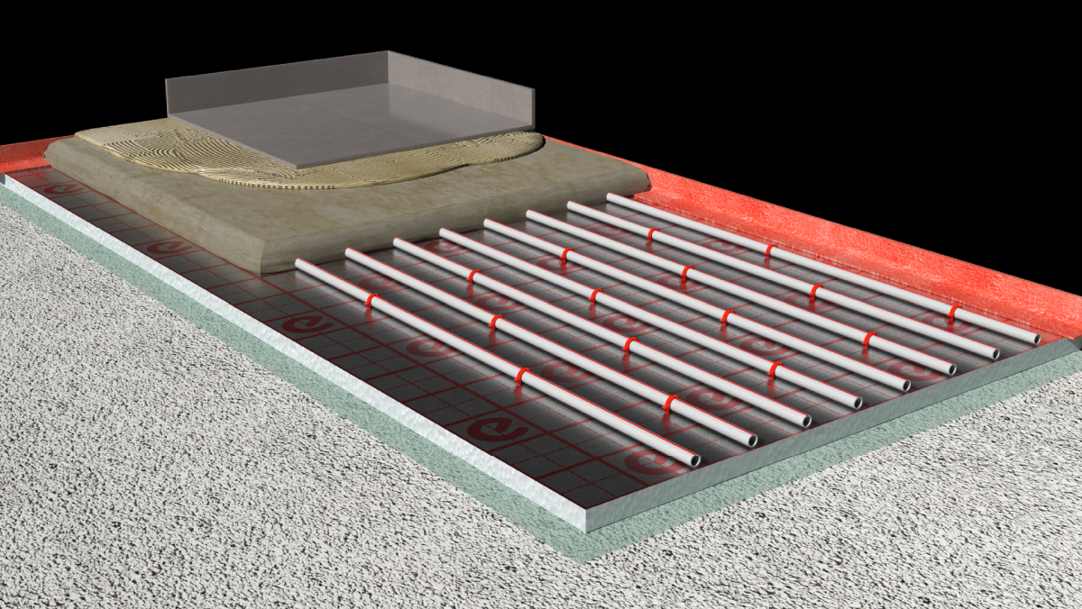 impianto radiante a pavimento Europlus-flex a lastra piana di Eurotherm
