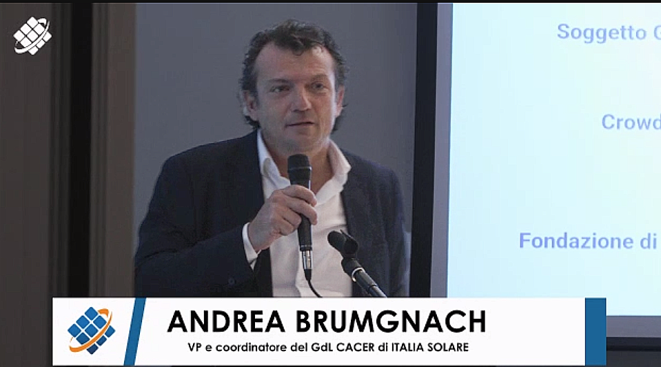 Andrea Brumgnach, vicepresidente Italia Solare e coordinatore del gruppo di lavoro CER e autoconsumo diffuso Italia Solare