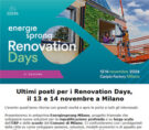 Ultimi posti ai Renovation Days, il 13-14/11 a Milano