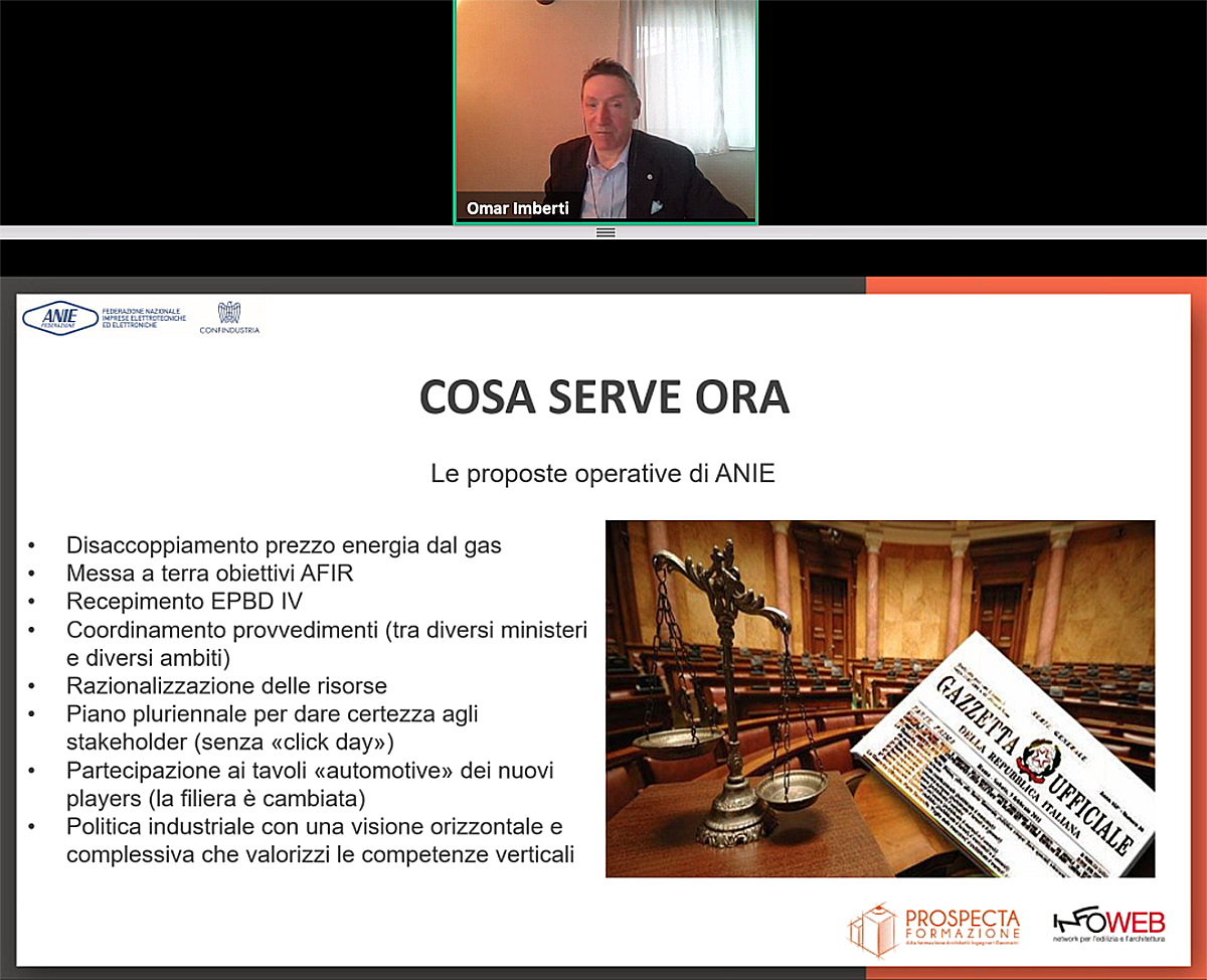 Omar Imberti, coordinatore Gruppo E-mobility di ANIE al convegno sull'emobility di Prospecta Formazione e KEY