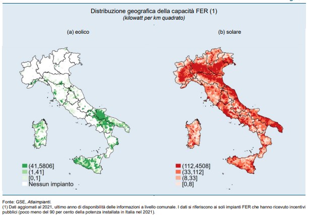 Distribuzione geografica capacità FER