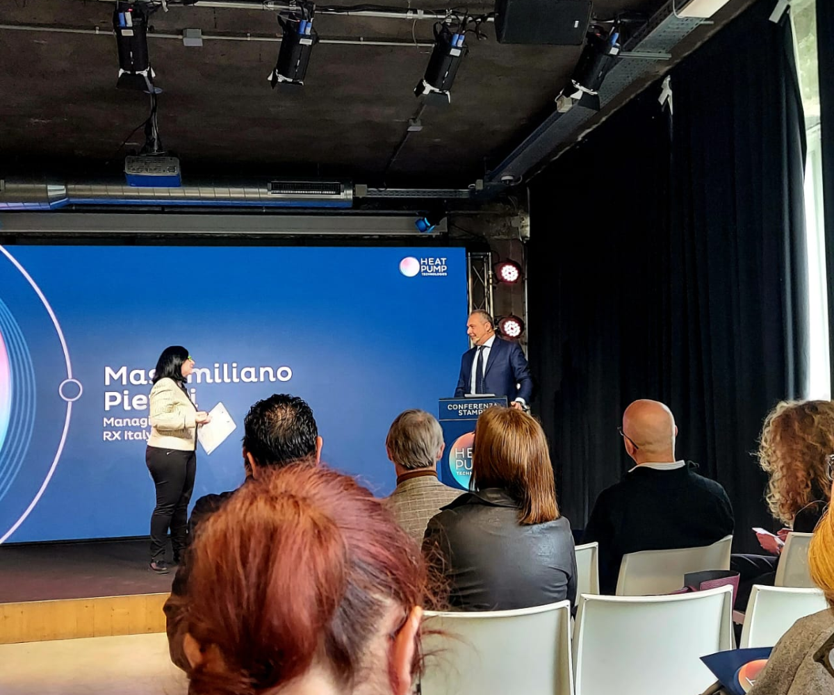 Massimiliano Pierini, Managing Director di RX Italy, alla presentazione dell'evento Heat Pump Technologies