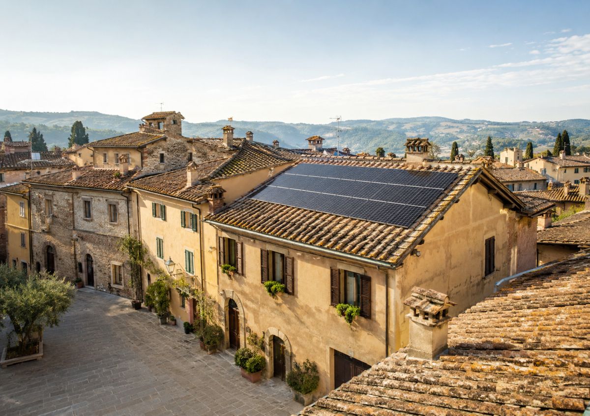 Pannelli fotovoltaici nei centri storici: normativa e requisiti