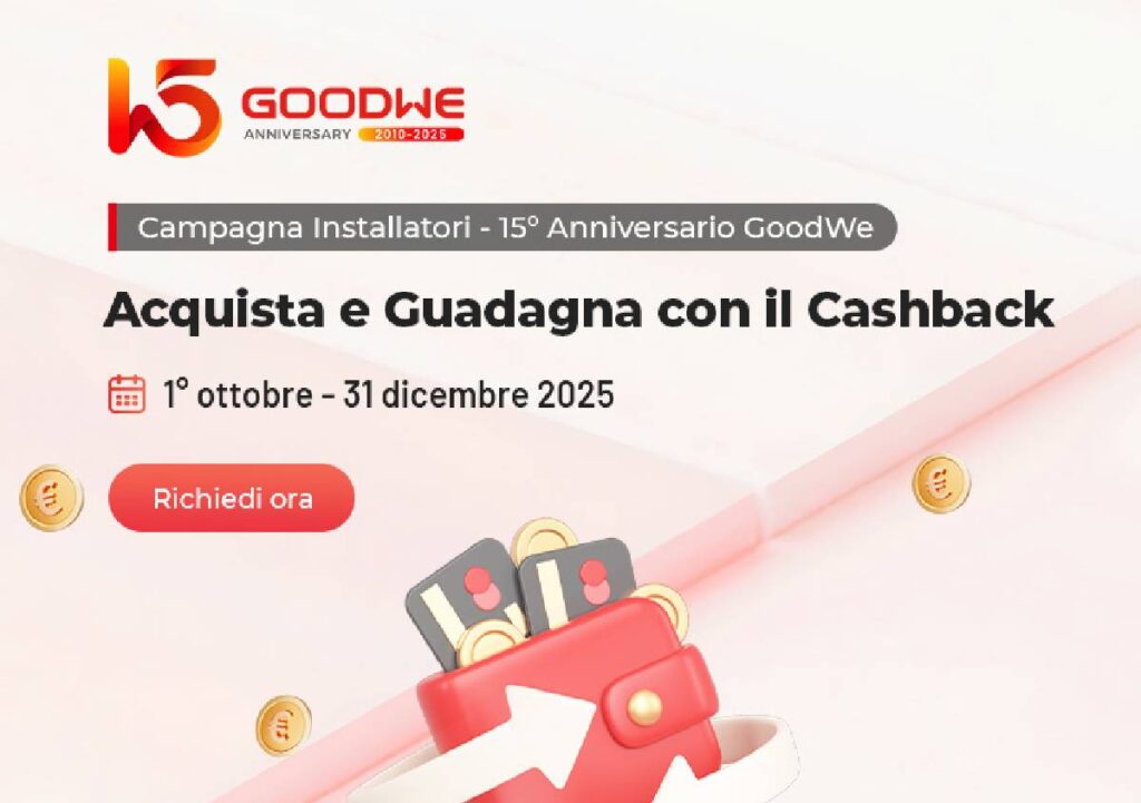 GoodWe festeggia 15 anni con una campagna cashback per gli installatori europei