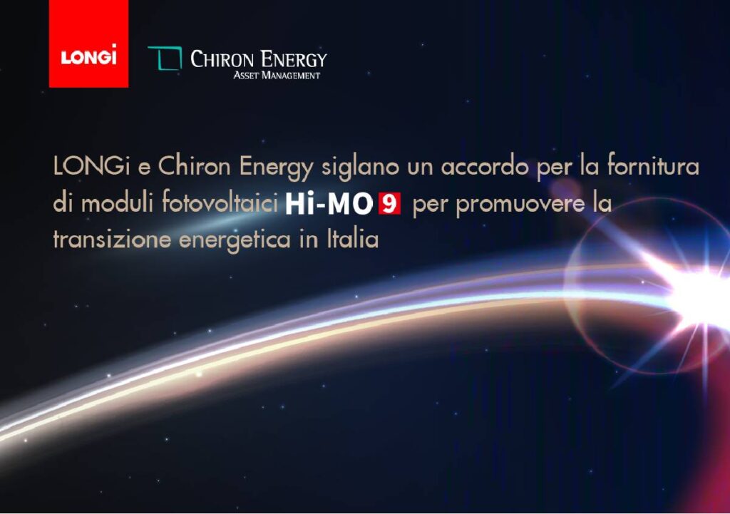 LONGi e Chiron Energy insieme per accelerare la transizione energetica in Italia