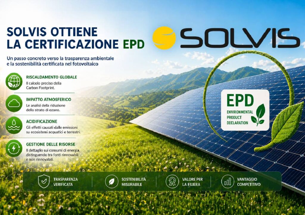 Solvis ottiene la certificazione EPD per i suoi moduli fotovoltaici