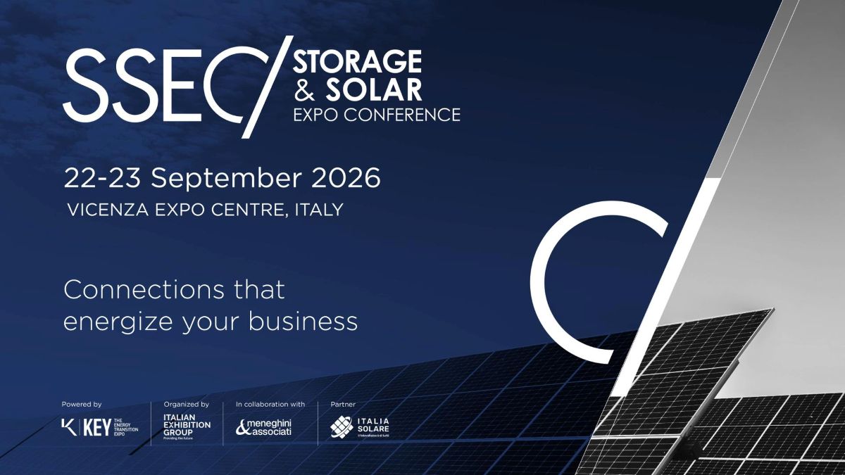 SSEC – Storage & Solar Expo Conference, il 22 e 23 settembre 2026 a Vicenza